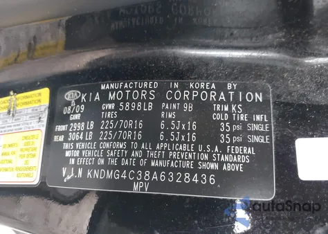 2010 Kia Sedona Lx from USA, damaged, VIN KNDMG4C38A6328436